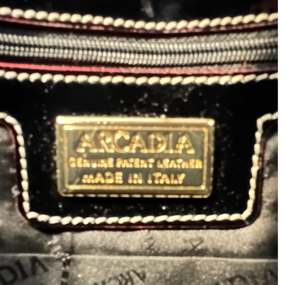 Arcadia Crossbody Bag Women Black Patent Leather Embossed Logo Made in Italy - Picture 7 of 12